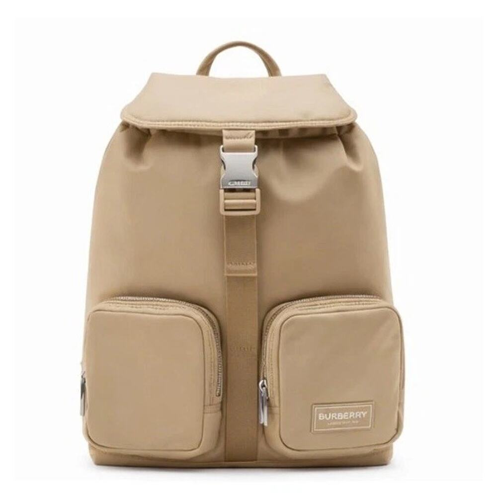 Burberry Unisex large nylon Waterproof logo Tan Backpack NEW Small